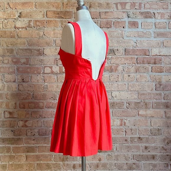 BNWT ASOS Tomato Red Linen Bow Dress - Picture 7 of 12